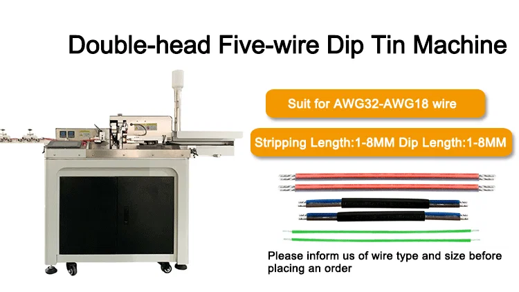 Draad gesneden strip twist dompelmachine, automatische kabel strippen twisten snijden tinning productiemachine, dubbele uiteinden draad gesneden strip twisten tinning machine 